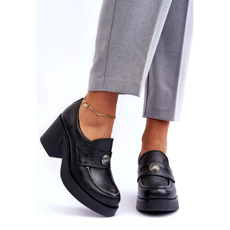 Lemar Chaussures à Talon en Cuir pour Femme Noir Dunadia le noir