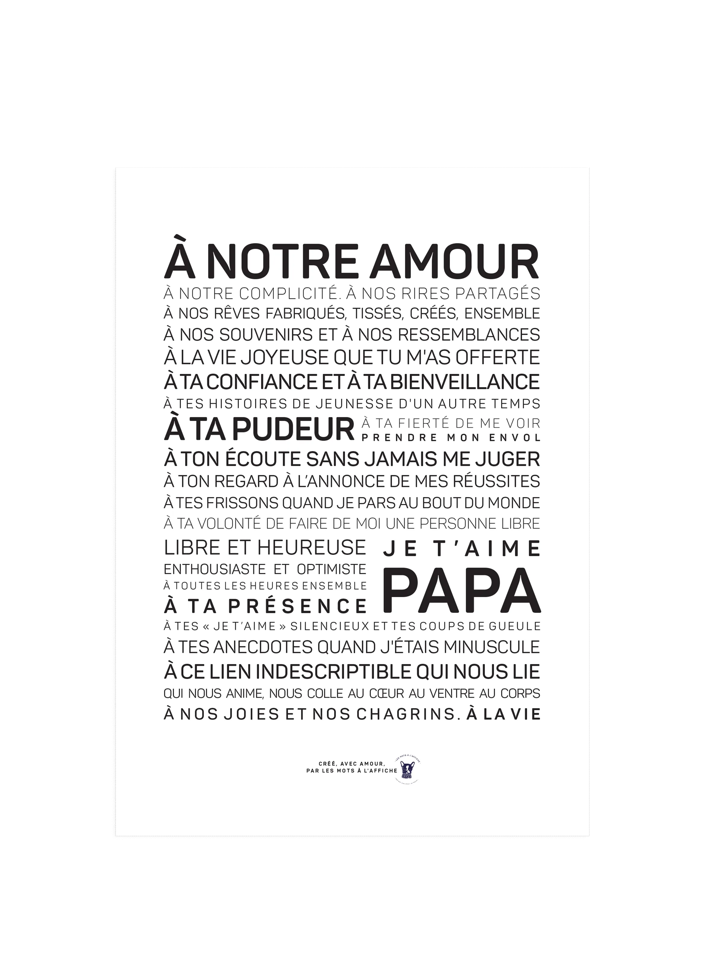 LES MOTS A L'AFFICHE  Affiche Papa - Blanc