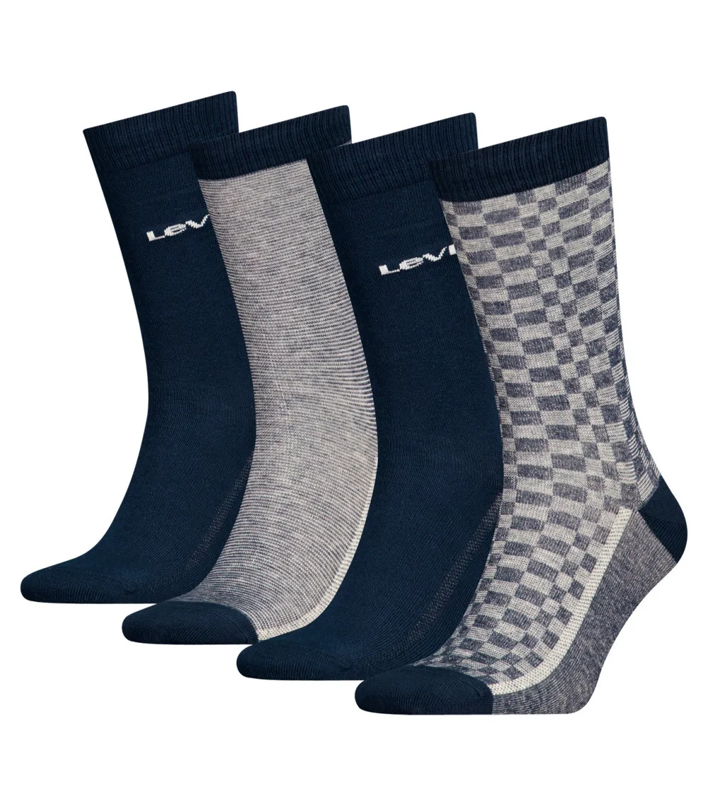 Lot de 4 paires de chaussettes Levi's® bleues carreaux