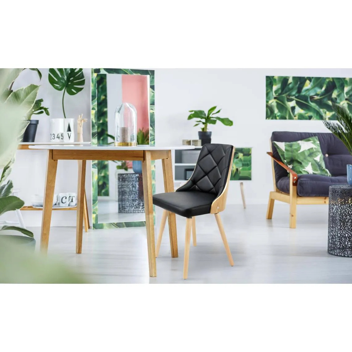 Lot de 6 chaises scandinaves Lalix Chêne Clair et Noir | 3 Suisses