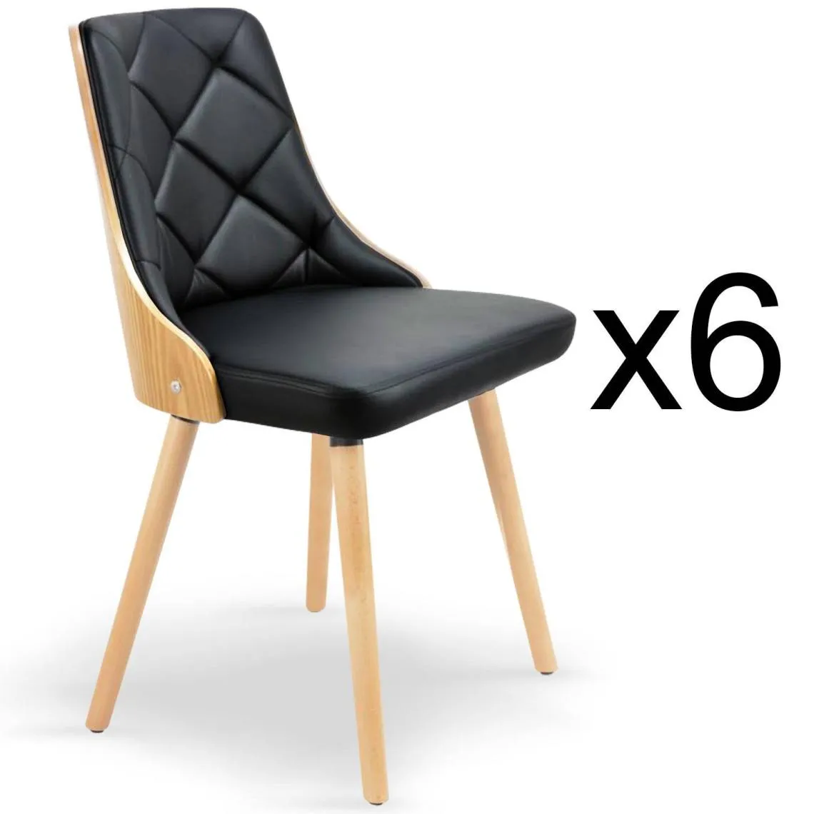 Lot de 6 chaises scandinaves Lalix Chêne Clair et Noir | 3 Suisses