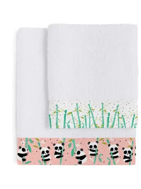 Lot de serviettes Panda garden "Happyfriday" - Rose