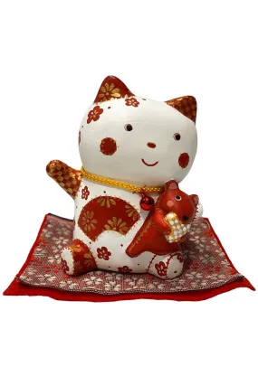 Maneki Neko - Chat Porte Bonheur Couleur rouge/blanc