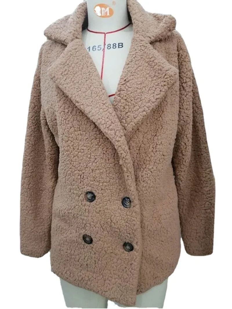 Manteau ample en peluche d'hiver pour femme