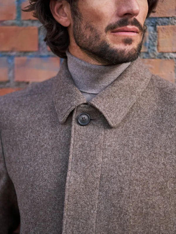 Manteau Ezra mi-long en laine non teinte clair