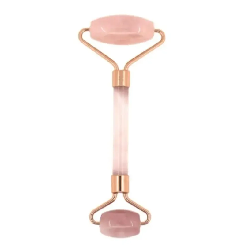 Masseurs Roller Visage en Quartz Rose avec housse