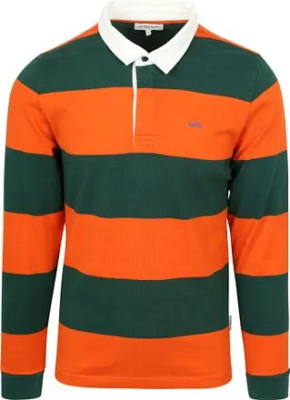 McGregor Rugbyshirt Orange Vert Rayé MM242.8004.03-7003 com