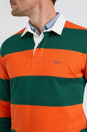 McGregor Rugbyshirt Orange Vert Rayé MM242.8004.03-7003 com