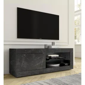 Meuble TV 1 porte BASIC décor marbre noir  | 3 Suisses