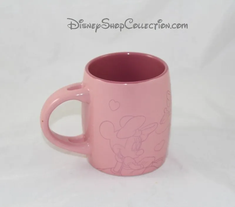 Mug Minnie DISNEYLAND PARIS rose coeur cuillère Disney 11 cm