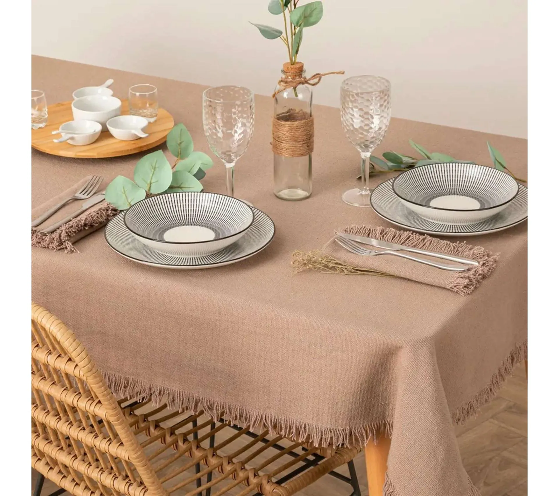 Nappe à Franges Riva - 100% Coton - Gris