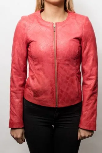 NOUVELLE COLLECTION.Blouson en cuir Lpb femme rouge MamamiaBis.