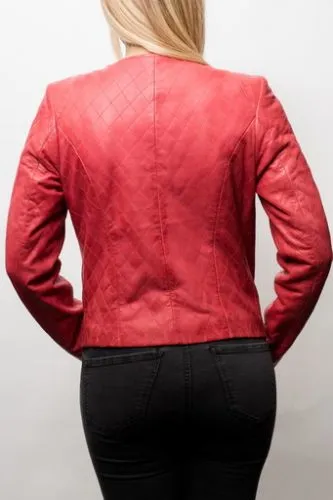 NOUVELLE COLLECTION.Blouson en cuir Lpb femme rouge MamamiaBis.