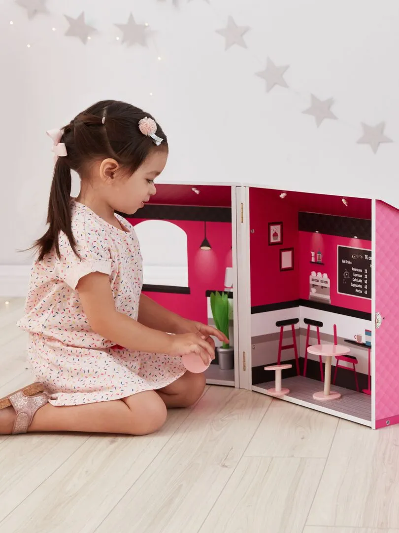 Olivia's Little World Maison de poupée City Café en bois pour fille rose TD-12953A - N/A