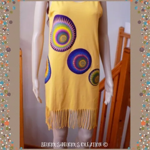 Originale top !! afrowax !! en coton /multicolore,african wax print long 88cm taille: 38/40  belicious-delicious-creation