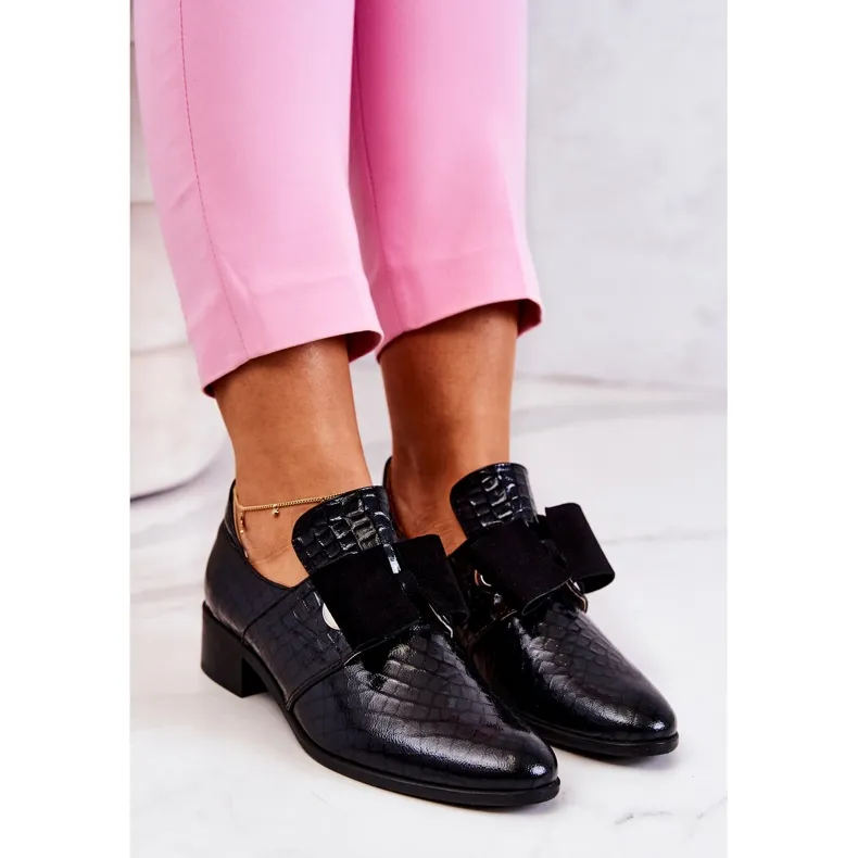 PA2 Chaussures en Cuir Serpent Noir Marleigh le noir