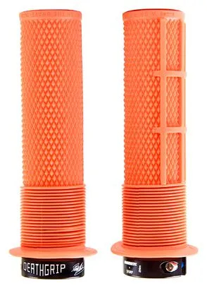 Paire de Grips DMR DeathGrip Thin Avec Flanges Orange Tango