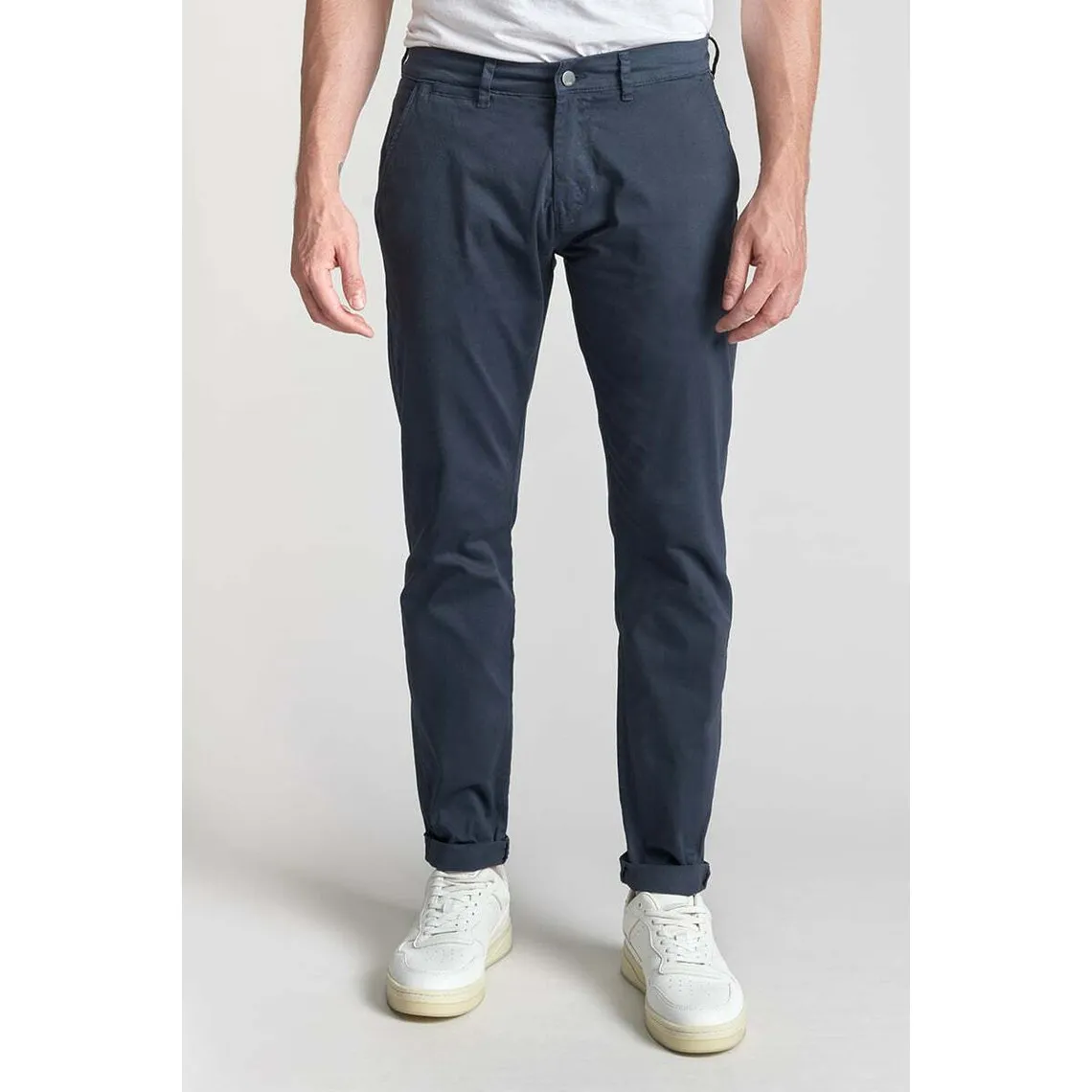 Pantalon chino CESAR bleu marine en coton | 3 Suisses