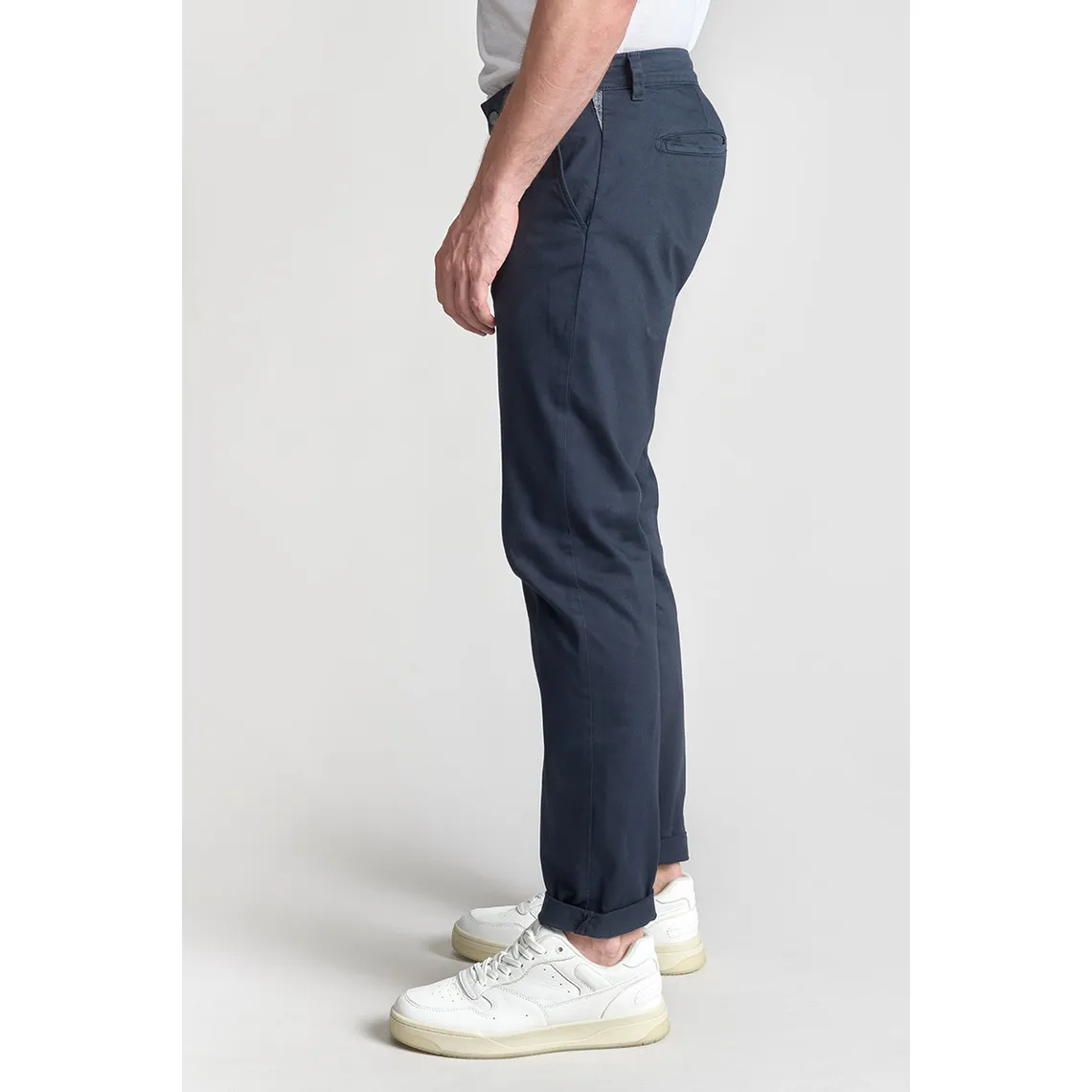 Pantalon chino CESAR bleu marine en coton | 3 Suisses