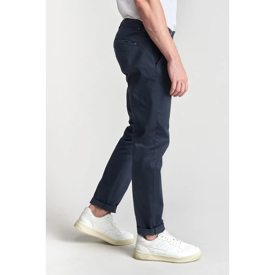 Pantalon chino CESAR bleu marine en coton | 3 Suisses