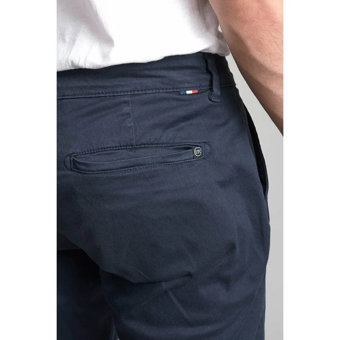 Pantalon chino CESAR bleu marine en coton | 3 Suisses