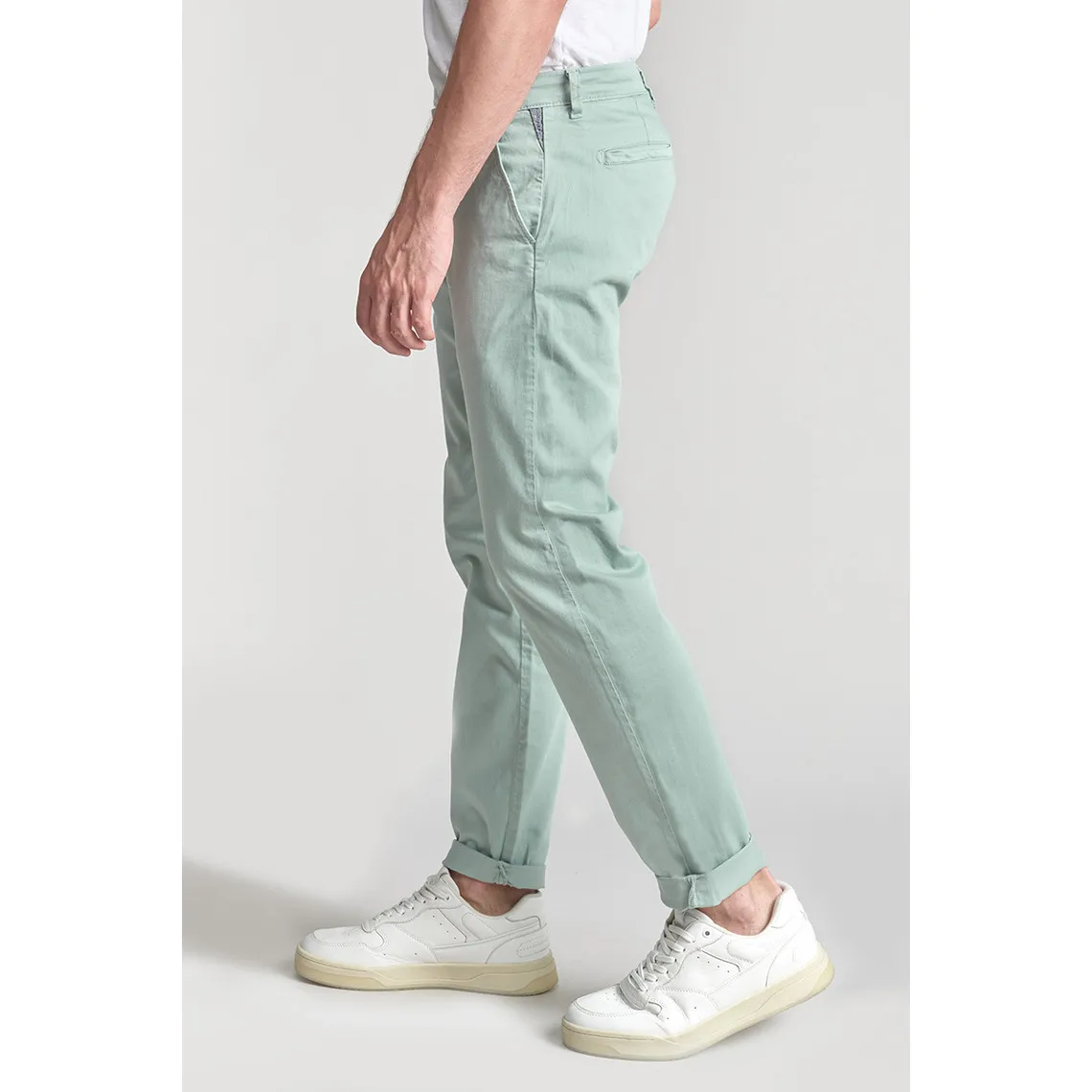 Pantalon chino CESAR vert d'eau en coton | 3 Suisses