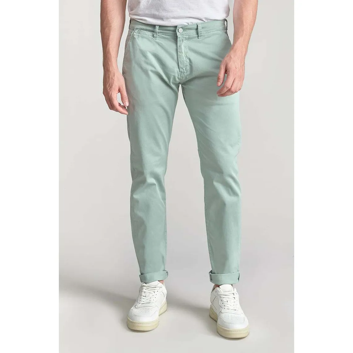 Pantalon chino CESAR vert d'eau en coton | 3 Suisses