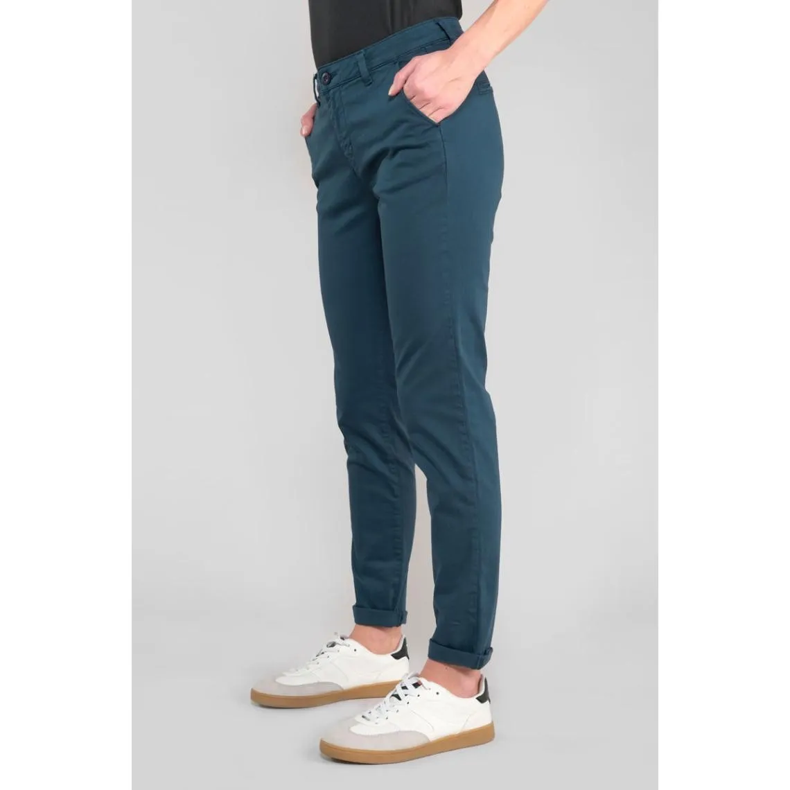 Pantalon chino DYLI 6 bleu Eva en coton | 3 Suisses