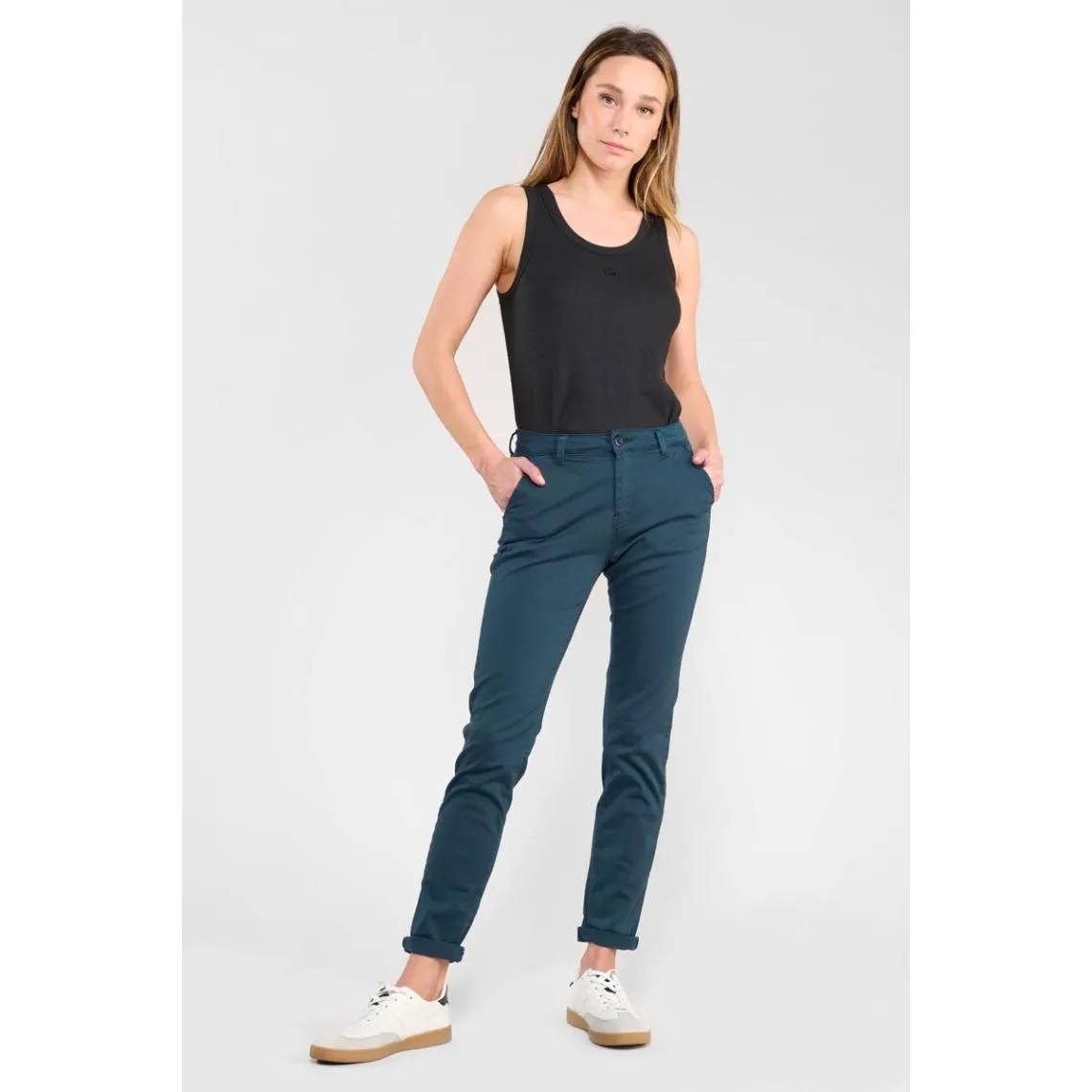 Pantalon chino DYLI 6 bleu Eva en coton | 3 Suisses