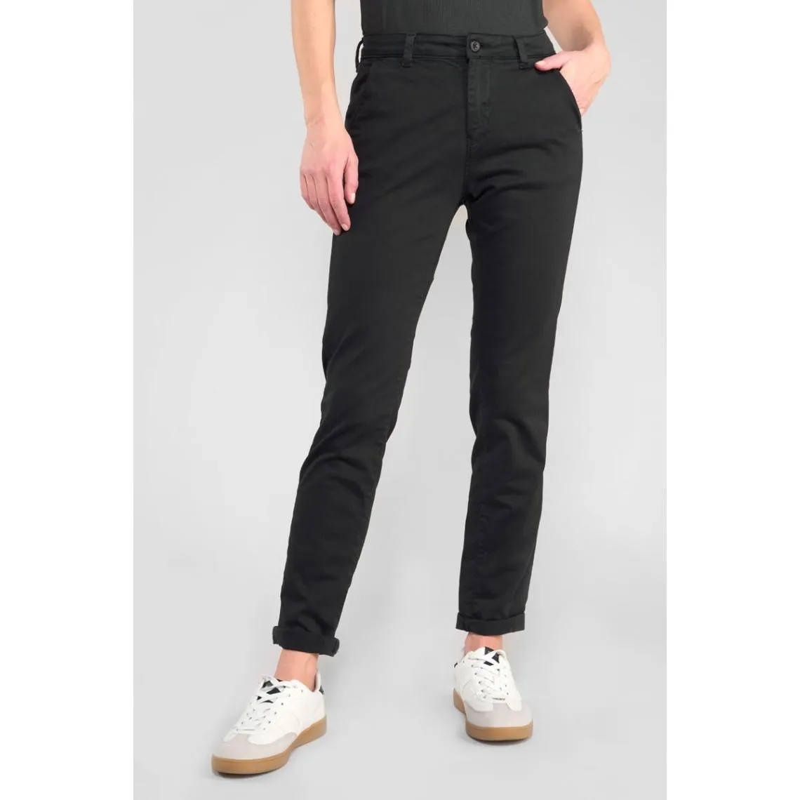 Pantalon chino DYLI 6 noir June en coton | 3 Suisses