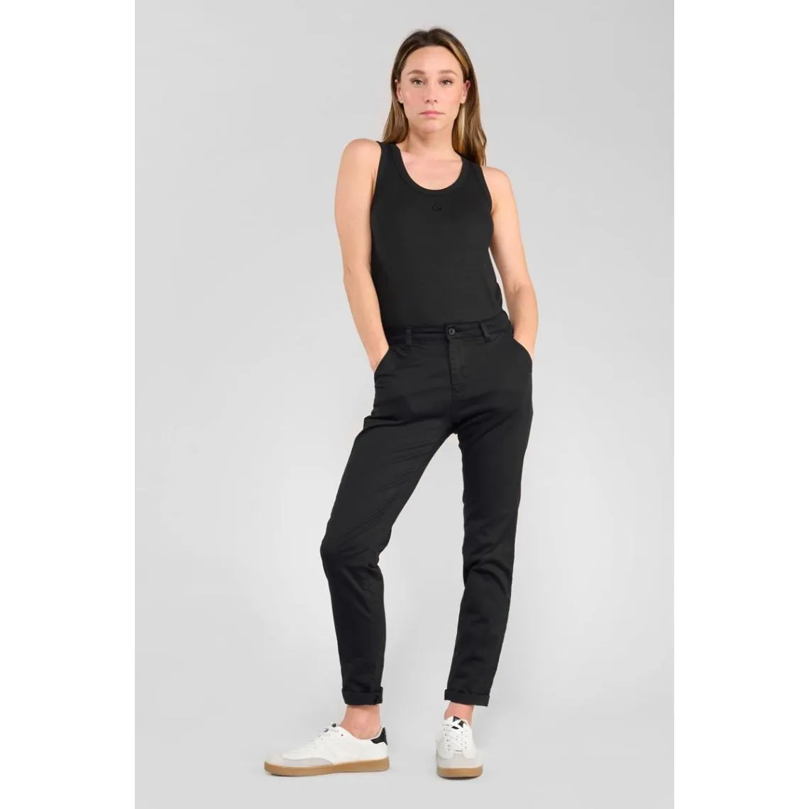 Pantalon chino DYLI 6 noir June en coton | 3 Suisses