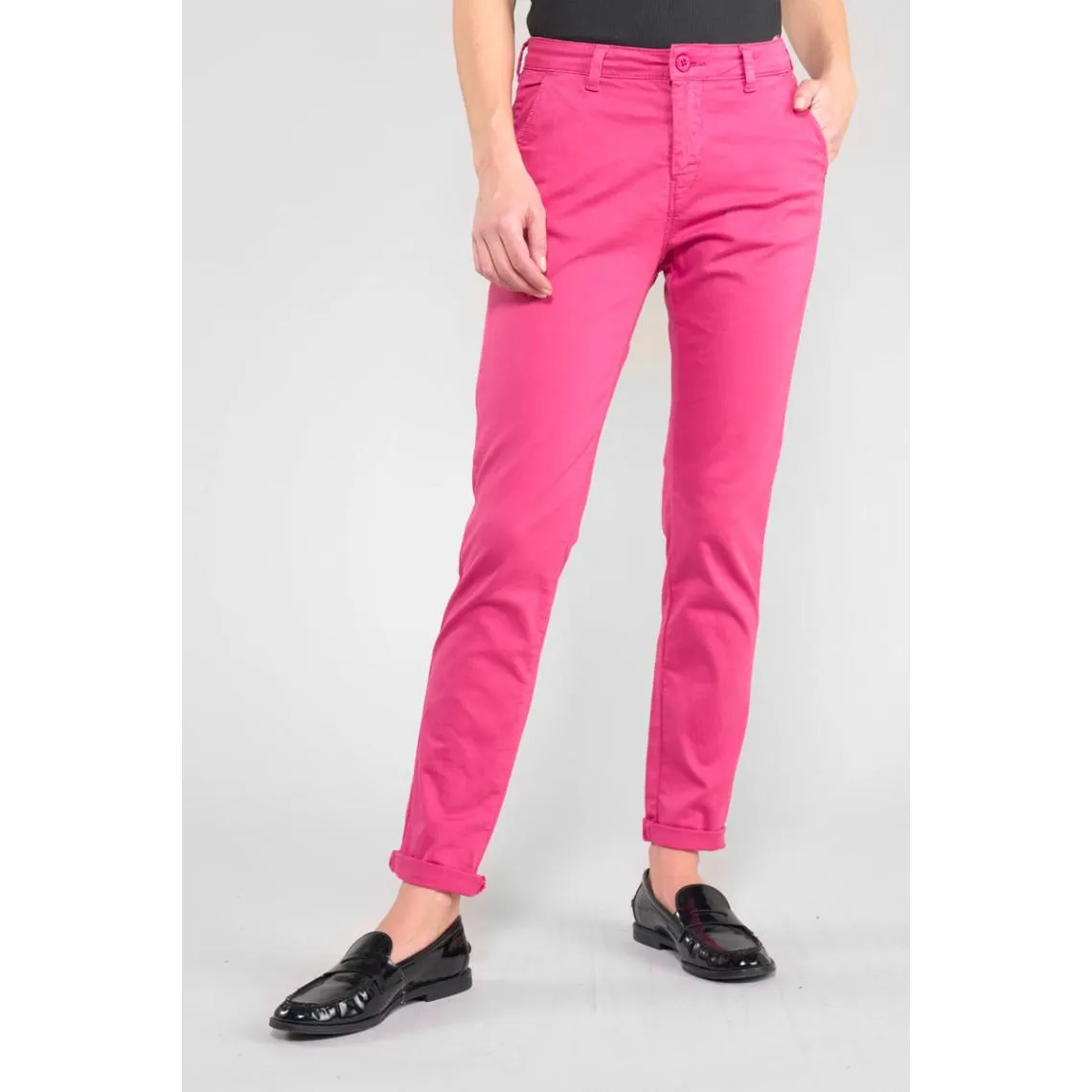 Pantalon chino DYLI 6 rose Jade en coton | 3 Suisses