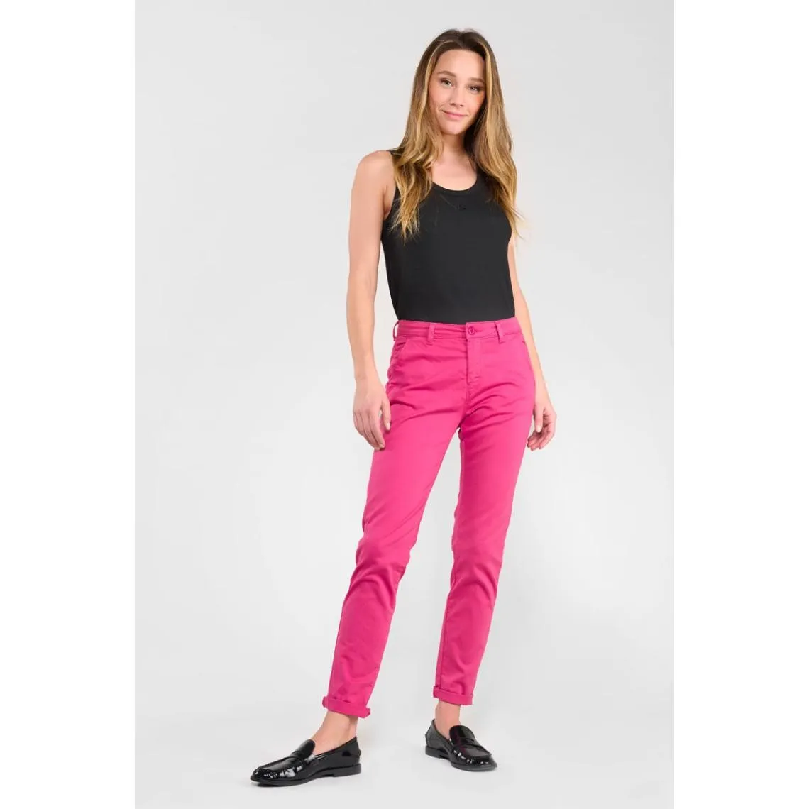 Pantalon chino DYLI 6 rose Jade en coton | 3 Suisses