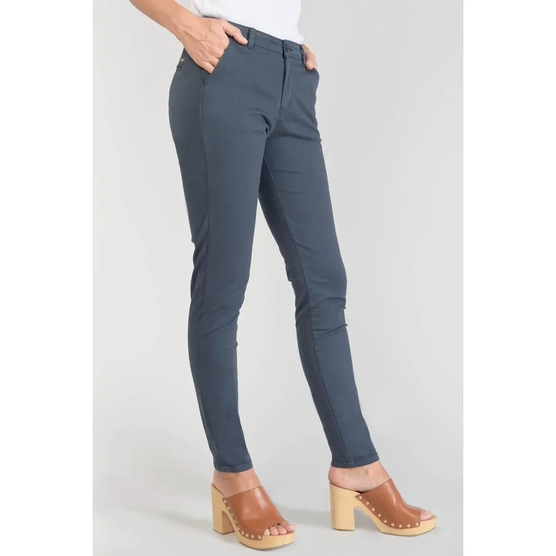 Pantalon chino Dyli3 bleu nuit en coton | 3 Suisses