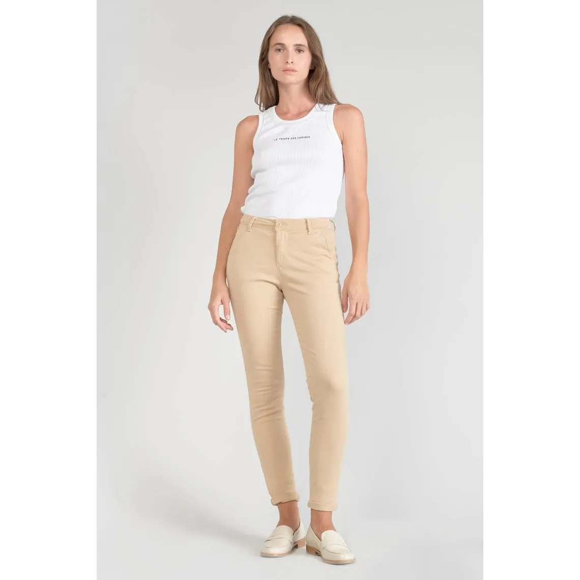 Pantalon chino Dyli3 sable blanc en coton | 3 Suisses