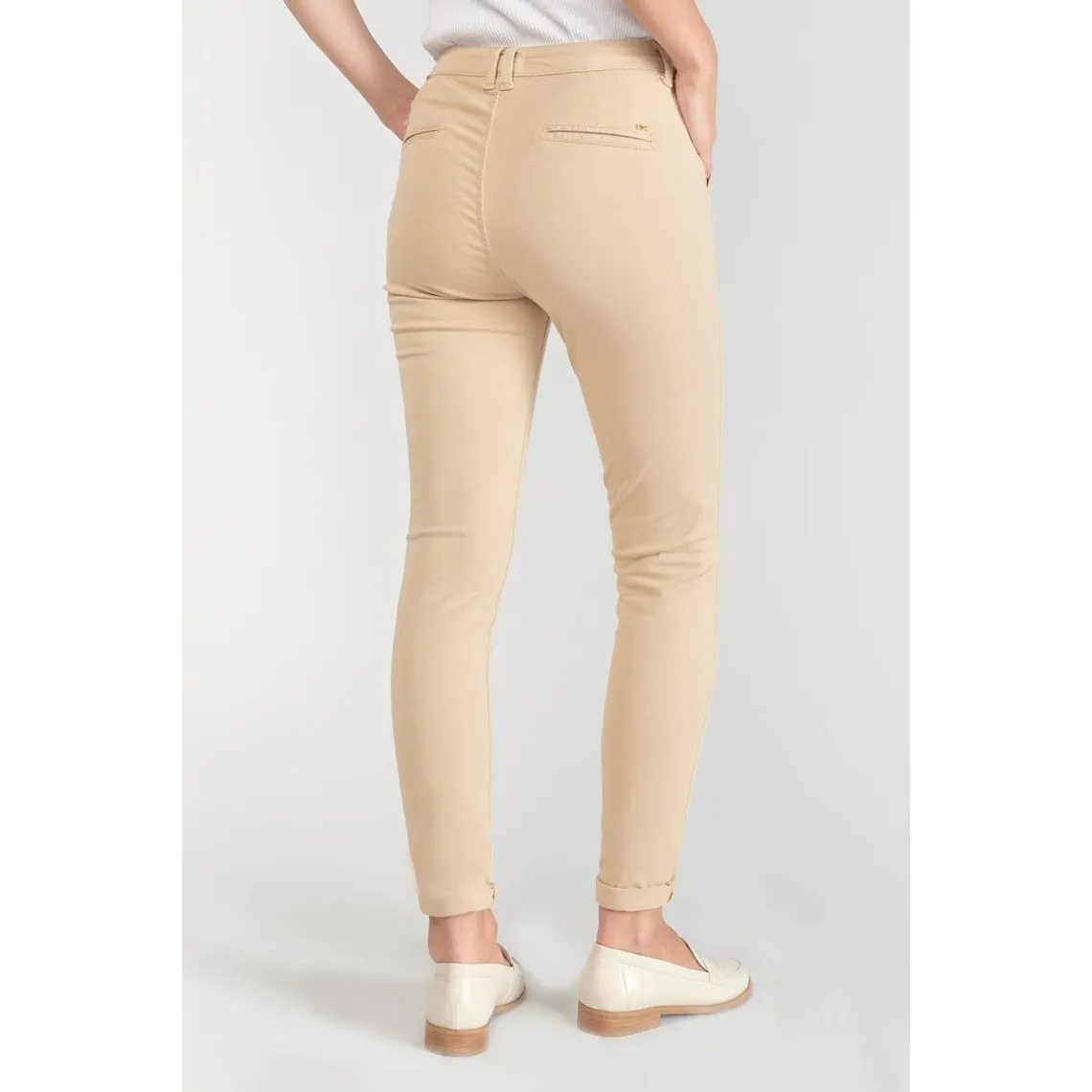 Pantalon chino Dyli3 sable blanc en coton | 3 Suisses