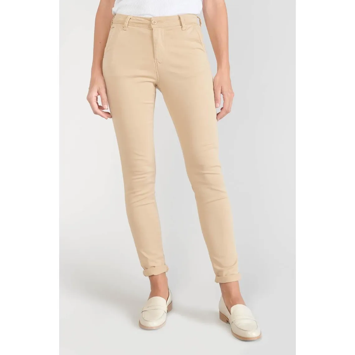 Pantalon chino Dyli3 sable blanc en coton | 3 Suisses