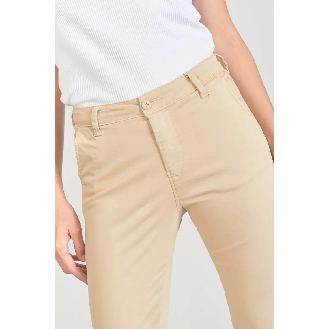 Pantalon chino Dyli3 sable blanc en coton | 3 Suisses