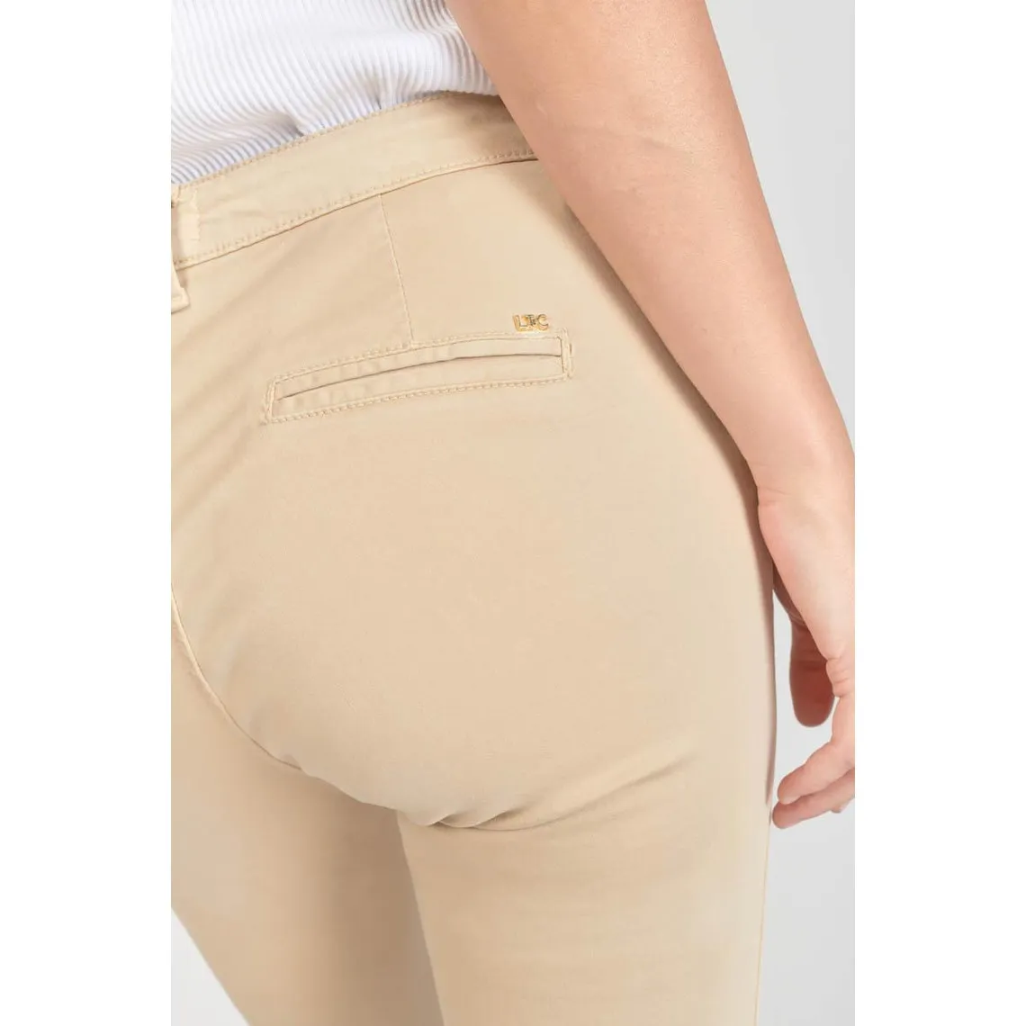 Pantalon chino Dyli3 sable blanc en coton | 3 Suisses