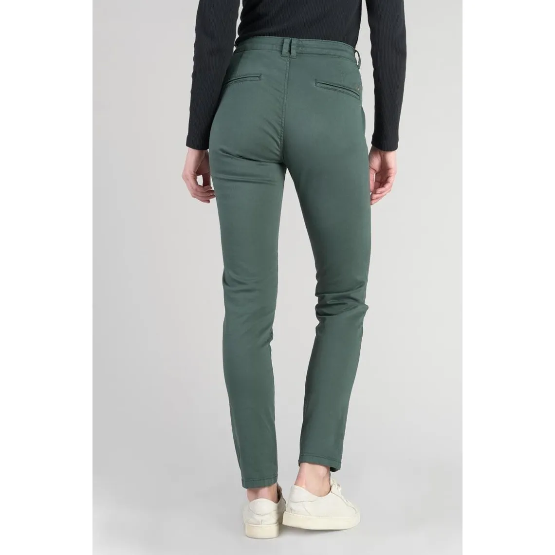 Pantalon chino Dyli4 vert bouteille en coton | 3 Suisses