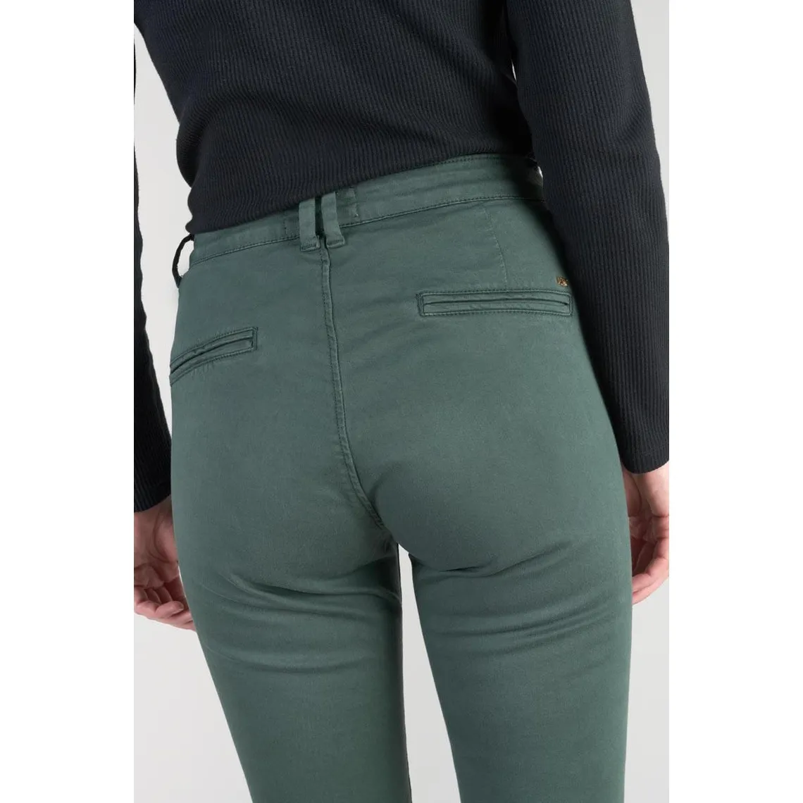 Pantalon chino Dyli4 vert bouteille en coton | 3 Suisses