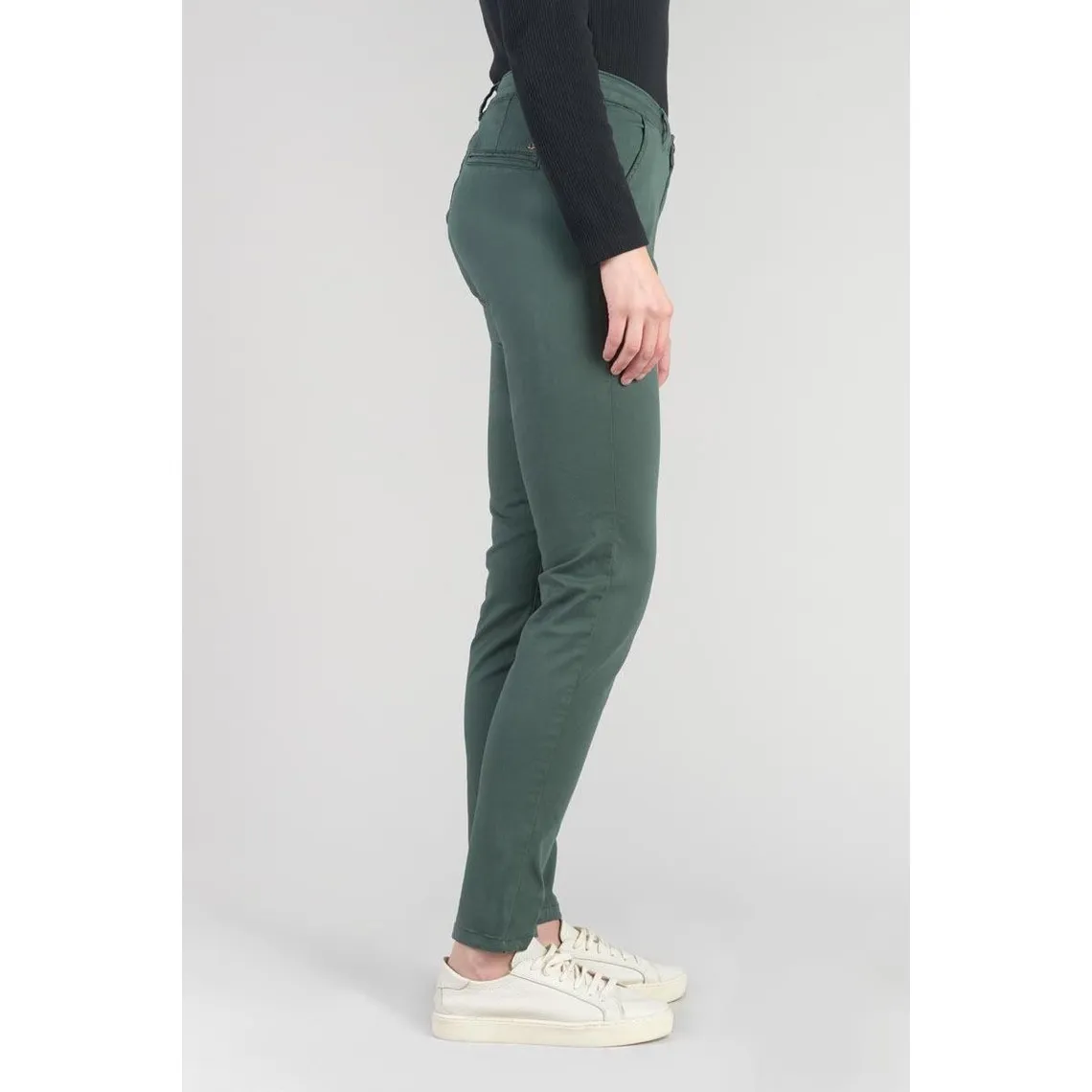 Pantalon chino Dyli4 vert bouteille en coton | 3 Suisses