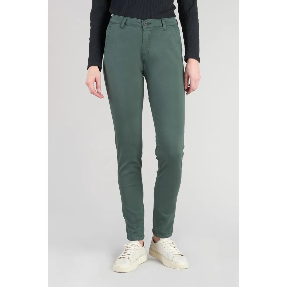 Pantalon chino Dyli4 vert bouteille en coton | 3 Suisses