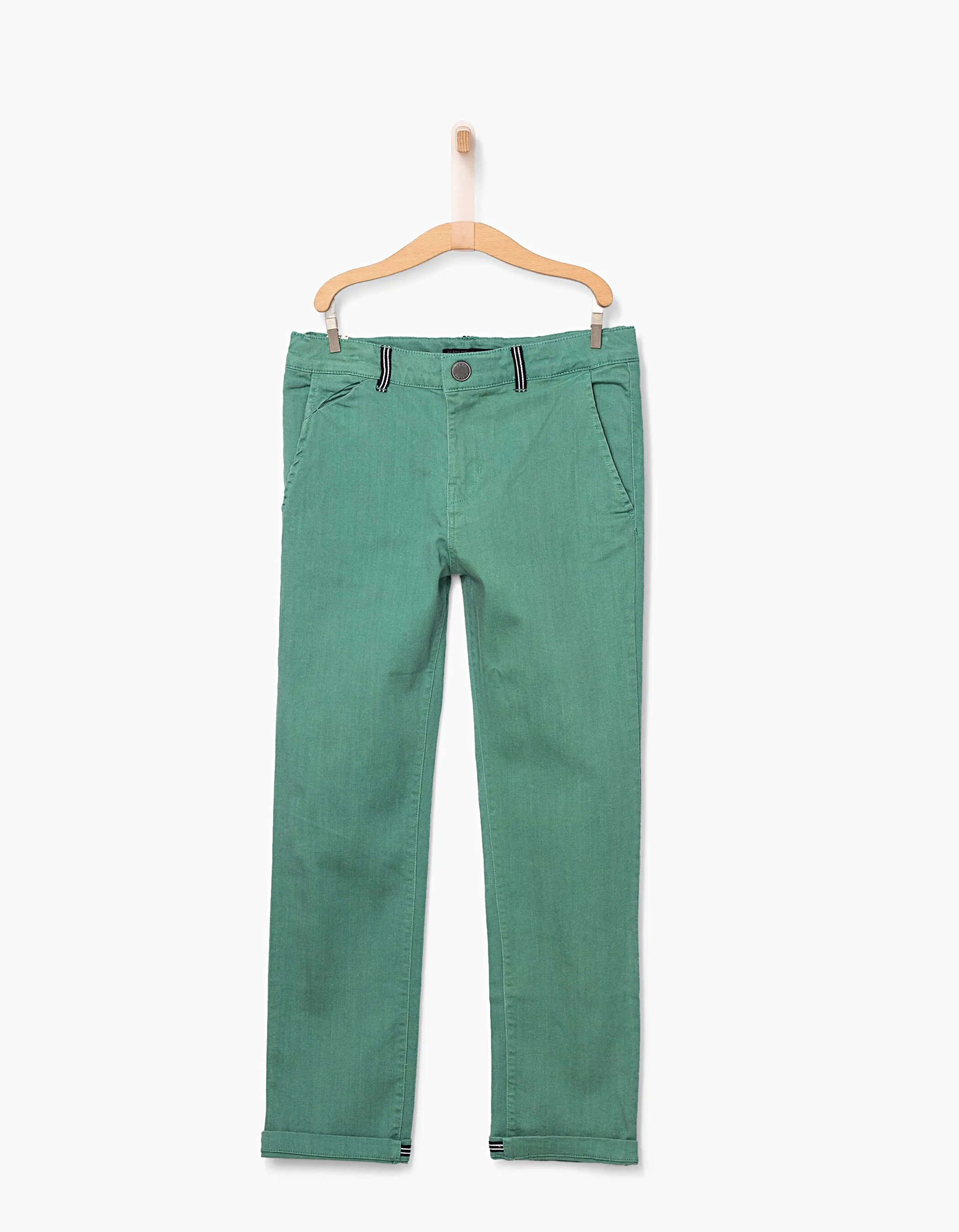 Pantalon chino émeraude à ganses rayées garçon 