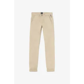 Pantalon chino Jasbo beige sable blanc en coton | 3 Suisses