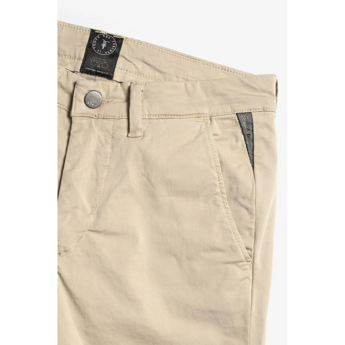 Pantalon chino Jasbo beige sable blanc en coton | 3 Suisses