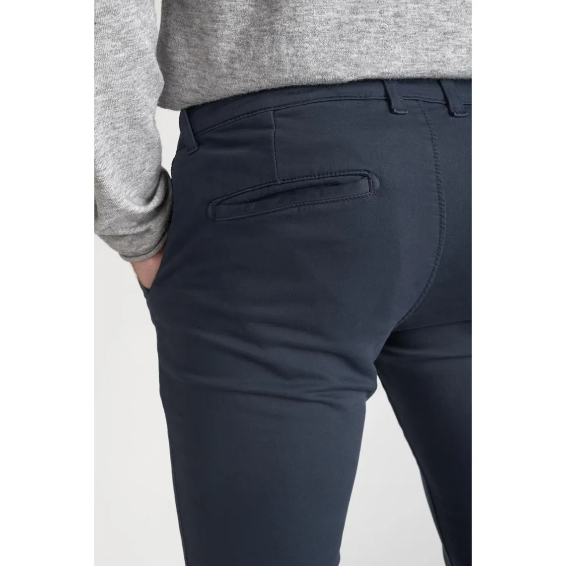 Pantalon chino Jogg Kurt marine blanc en coton | 3 Suisses