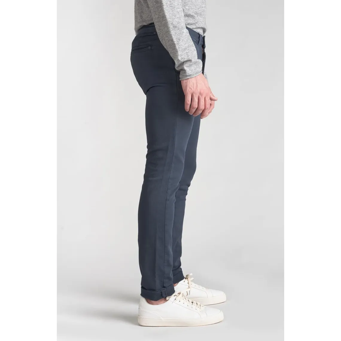 Pantalon chino Jogg Kurt marine blanc en coton | 3 Suisses