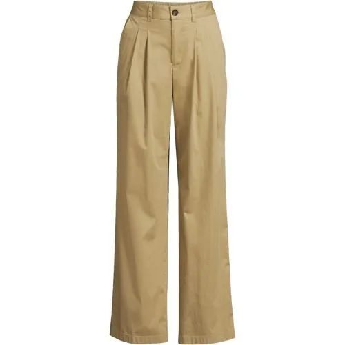 Pantalon Chino Léger Large à Pinces Taille Haute, Femme Stature Standard