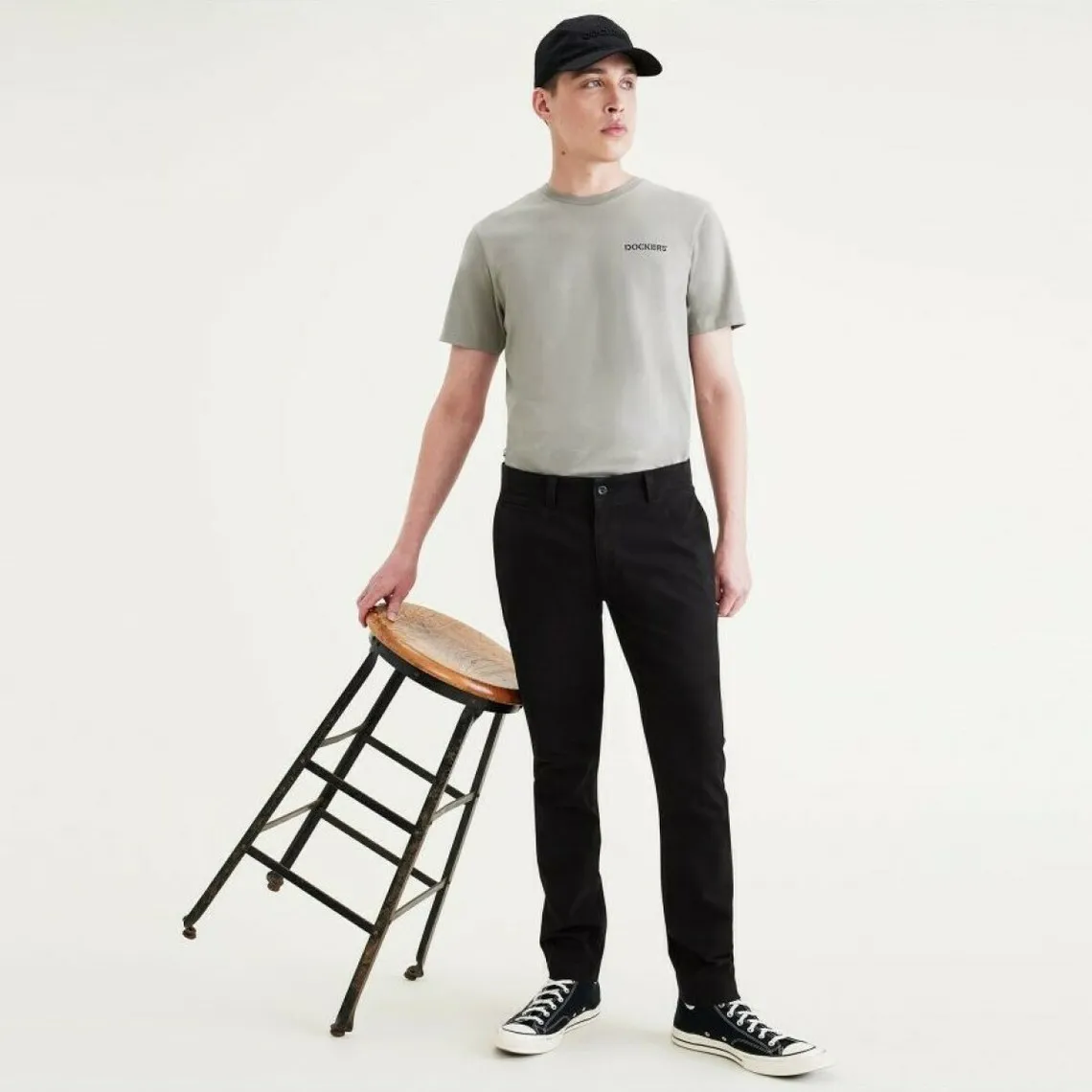 Pantalon chino skinny California noir en coton | 3 Suisses